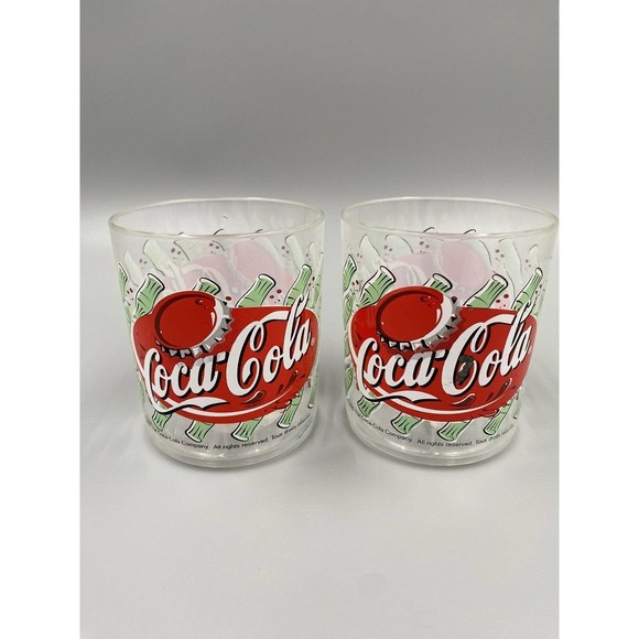 Vintage 2000 - Coca-Cola Plastic Drinking Cups Tumblers Bottles Design READ - Picture 1 of 4